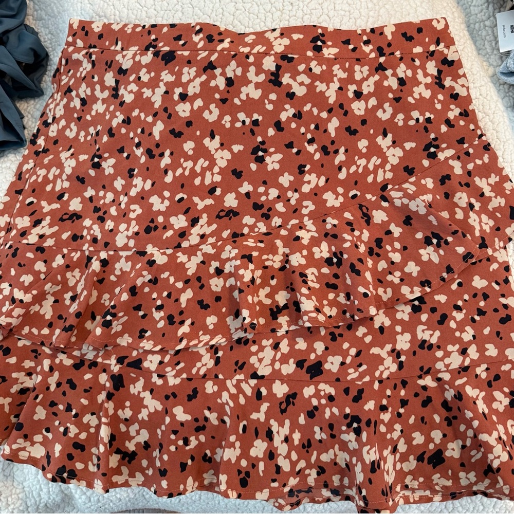 ARULA Brown and Gold Mini Skater Skort